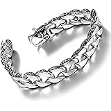 URBAN JEWELRY Beautiful Fleur De Lis Mens Link Bracelet 8.5 Inch, Link Chain Bracelet for Men (316L Stainless Steel Silver or