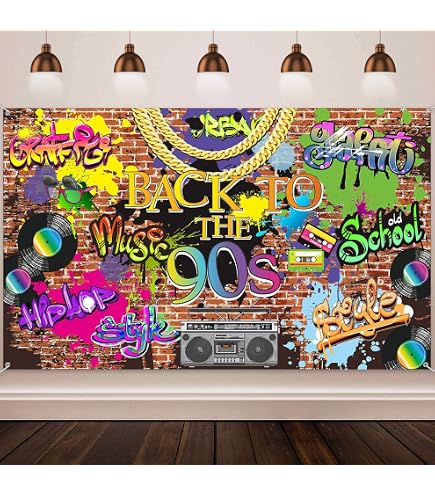 Retro Fotobanner 180x120 Cm - 80er/90er Graffiti HipHop Hintergrund Für Partys