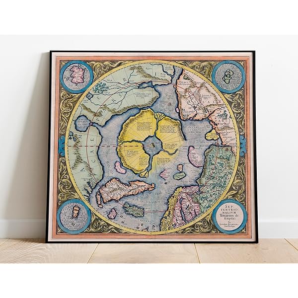 Amazon.co.jp: Mercator1595 北極地域の象徴的な地図 - 平らな