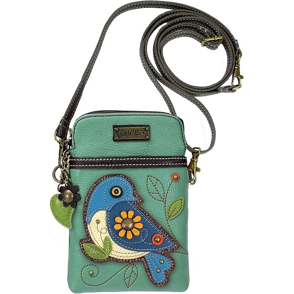 Chala Boston Terrier Crossbody Phone Purse - Convertible Strap, Purple Faux Leather