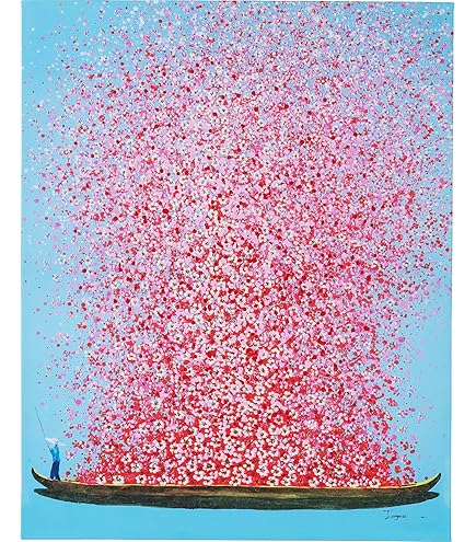 フラワーボート ゴールドピンク 100x80cm タッチドピクチャー 壁画 絵画 フラワーボート ゴールドピンク 100x80cm タッチドピクチャー ｜【KARE