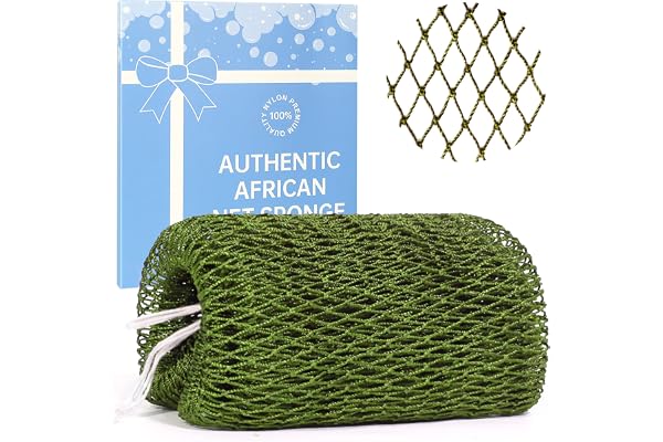 Amazon marketplace African Net Sponge with knots,Authentic Exfoliating Bath Sponge for Deep Cleansing, Long-Lasting Body Scrub, Shower & Bath Accessories for Women & Men