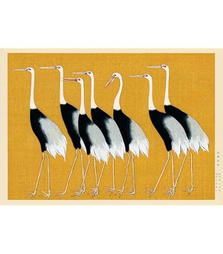 Amazon.co.jp: 尾形光琳『群鶴図 左右隻』日本画 シルクスクリーン