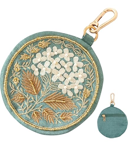 Amazon.co.jp: ファミリアポーチ デニム ネイビー 手刺繍 くま スキー