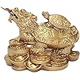 風水 ゴールドドラゴン タートル 富 保護像 置物 新築祝い おめでとうペーパーウェイト ギフト ホームデコレーション 米国販売者