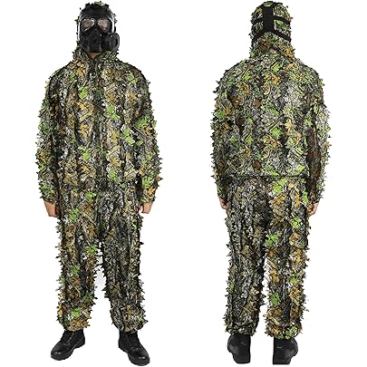 Amazon.co.jp: ギリースーツ ポンチョ型 フード付き メッシュ ウッド