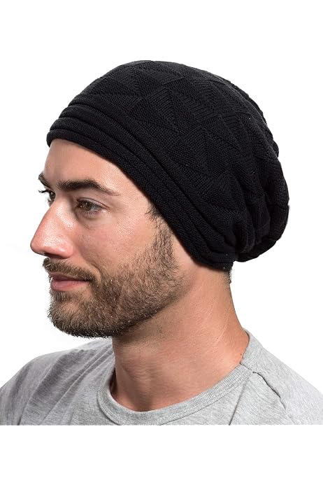SnugZero Slouchy Checkered Beanie Soft 