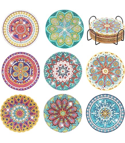 Amazon.co.jp: JANLOFO クリスマス コースター 8枚セット