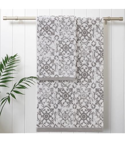 Viola Linen Set 2 Asciugamani 50x70 Cm Mirage Pattern - 100% Cotone Terry 600 GSM Morbido E Assorbente, Taupe - 2
