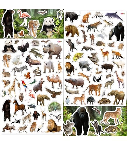 DAJISI 200 stuks leuke cartoon dieren stickers voor kinderen - realistische dieren stickers voor water flessen