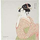 むす美 風呂敷 ふろしき 約68cm 二巾 浮世絵 ちりめん友禅 ビードロを吹く女 ウスグレー 日本製 80114-048