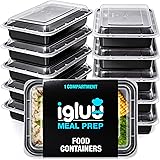 [10 Pack] 1 Compartment BPA Free Reusable Meal Prep Containers - Plastic Food Storage Trays with Airtight Lids - Microwavable