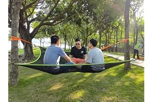 SAEWTINOR 大型ハンモック ポータブルキャンプハンモック 2~4人用 ファミリーツリーテント用 厚手 通気性メッシュハンモック 耐荷重450ポンド 特許取得済製品