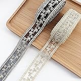 simpless 10ヤード復古レーストリムリボン 、金糸の刺繍で飾られた縫製レース DIY縫製、プレゼント包装、ヘアアクセデザイン、結婚式の装飾幅3.5cm（5ヤードブラック＆5ヤードベージュ）