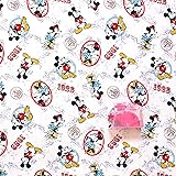 Amazon ディズニー ミッキーマウス ヴィンテージ風の加工 キャラクター生地 シーチング 110cm幅 50cm単位のカット販売 布 生地 通販