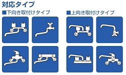 下向き、上向きどちらの水栓にも使用できる