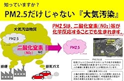 二酸化窒素(NO2)からPM2.5が二次生成。