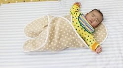 ふわふわの肌触りに、ベビーもごきげん。