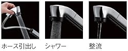 シャワー＆ストレート＆ホース引出し式シャワーヘッド