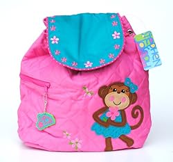 アップリケが可愛い、柔らかいキルティングリュック