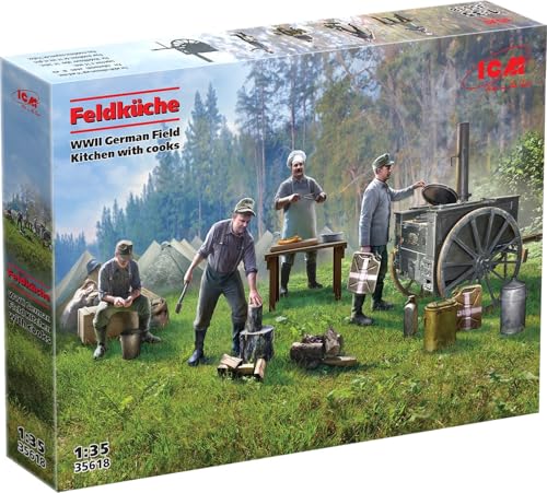 ICM 1/35 WW2 ドイツ フィールドキッチン w/コック プラモデル 35618 (軍用車両)