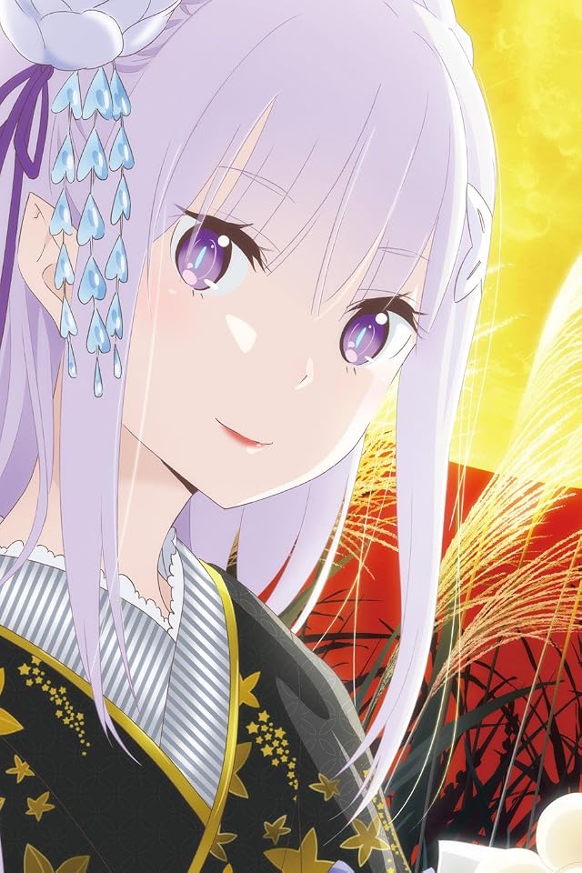 2021冬アニメ - エミリア 黒の着物のお月見ver.