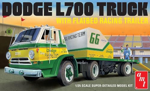AMT 1/25 1966 ダッジ L700 トラック・フラットベッド レーシングトレーラ プラモデル AMT1368