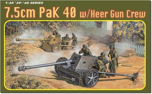 プラッツ ドラゴン 1/35 WW2 ドイツ 7.5cm 対戦車砲 Pak40 アルミ砲身/3Dプリントマズルブレーキ/砲兵フィギュア4体付属 豪華仕様 プラモデル DR6249SP (大砲)