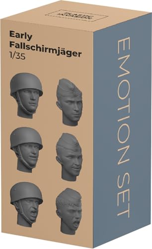 プラスチックインベイション(Plastic Invasion) 1/35 WWII ドイツ エモーションセット 降下猟兵ヘッド 初期タイプ(6個入) レジン製キット OD#03