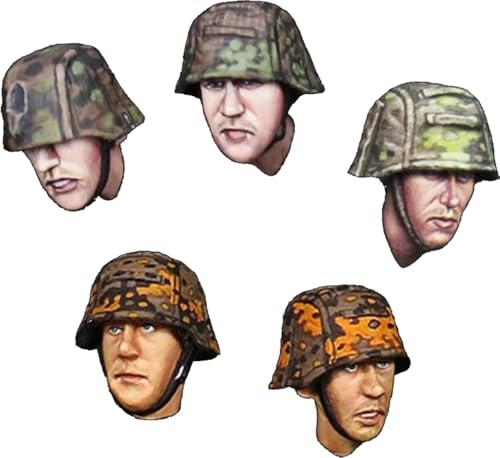 ラドミニチュア 1/35 ドイツ SS 迷彩カバー付ヘルメット スペアヘッドセット 2 (5個入) レジンキット RDM35H07