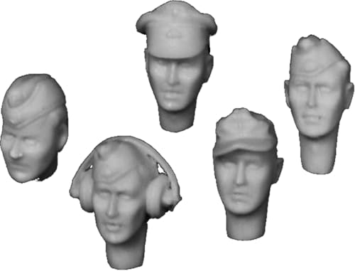 ラドミニチュア 1/35 ドイツ SS 制帽を被った戦車兵のスペアヘッドセット 5個入 レジンキット RDM35H08