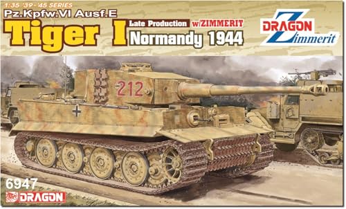 プラッツ ドラゴン 1/35 WW2 ドイツ ティーガーI 後期生産型 1944年6月 ヴィレル・ボカージュの戦い コーティング付/マジックトラック/アルミ砲身/3Dプリントマズルブレーキ/ヴィットマンフィギュア/戦車兵アクリルスタンド付 豪華仕様 プラモデル DR6947A (戦車)