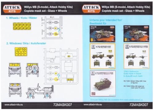 アタックホビーキット(Attack Hobby Kits) 1/72 アメリカ 1/4トン小型車両 塗装マスクシール (アタックホビーキット・Sモデル用) プラモデル用マスキングシール AHK72MA007