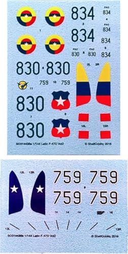 シェルフオディティー(Shelf Oddity) 1/144 チリ・コロンビア リパブリック F-47D サンダーボルト デカール 2機分入 プラモデル用デカール PSO3144035