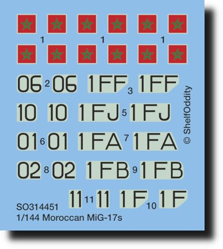 シェルフオディティー(Shelf Oddity) 1/144 モロッコ ミグ MiG-17 フレスコ デカール 5機分入 プラモデル用デカール PSO3144051