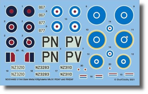 シェルフオディティー(Shelf Oddity) 1/144 カナダ・ニュージーランド カーチス・ライト キティホーク Mk.4 デカール 3機分入 プラモデル用デカール PSO3144063