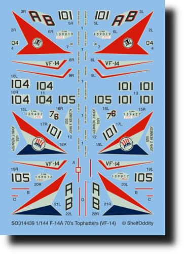 シェルフオディティー(Shelf Oddity) 1/144 グラマン F-14A トムキャット VF-14 トップハッターズ デカール プラモデル用デカール PSO3144039