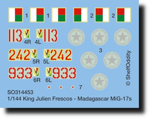 シェルフオディティー(Shelf Oddity) 1/144 マダガスカル ミグ MiG-17 フレスコ デカール 3機分入 プラモデル用デカール PSO3144053