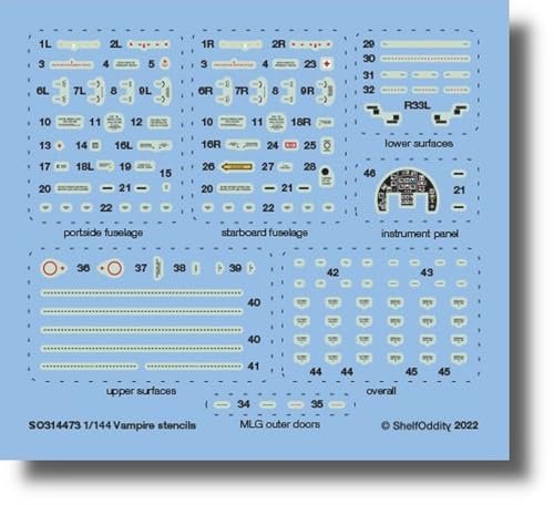 シェルフオディティー(Shelf Oddity) 1/144 デ・ハビランド ヴァンパイア データステンシルデカール プラモデル用デカール PSO3144073