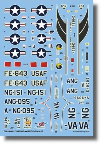 シェルフオディティー(Shelf Oddity) 1/144 リパブリック F-47D サンダーボルト アメリカ空軍・空軍州兵 デカール2 （2機分入) プラモデル用デカール PSO3144049