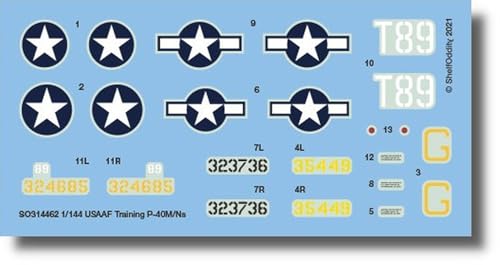 シェルフオディティー(Shelf Oddity) 1/144 カーチス・ライト P-40M/N ウォーホーク アメリカ陸軍航空軍練習機 デカール 2機分入 プラモデル用デカール PSO3144062