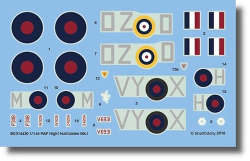 シェルフオディティー(Shelf Oddity) 1/144 ホーカー ハリケーン Mk.1 夜間戦闘機 デカール 2機分入 プラモデル用デカール PSO3144030