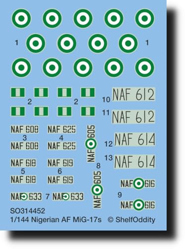 シェルフオディティー(Shelf Oddity) 1/144 ナイジェリア ミグ MiG-17 フレスコ デカール 3機分入 プラモデル用デカール PSO3144052