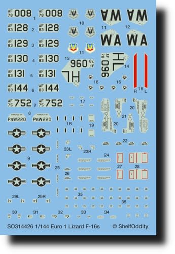 シェルフオディティー(Shelf Oddity) 1/144 ロッキード・マーティン F-16 ファイティングファルコン リザード/ユーロ1迷彩 デカール 2機分入 プラモデル用デカール PSO3144026