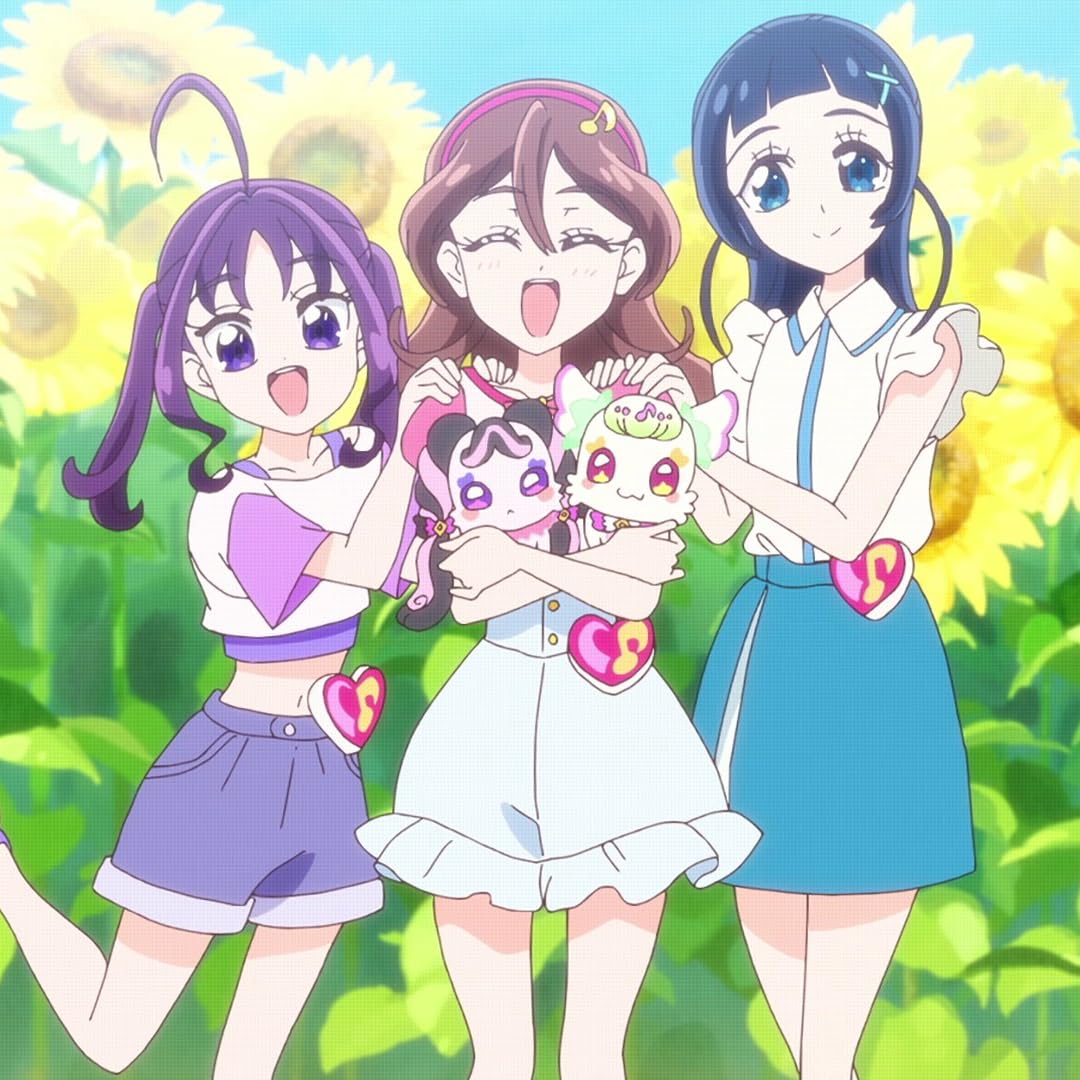 プリキュア 『キミとアイドルプリキュア♪』 紫雨 こころ（しぐれ こころ）,咲良 うた（さくら うた）,蒼風 なな（あおかぜ なな）,プリルン,メロロン iPad壁紙画像