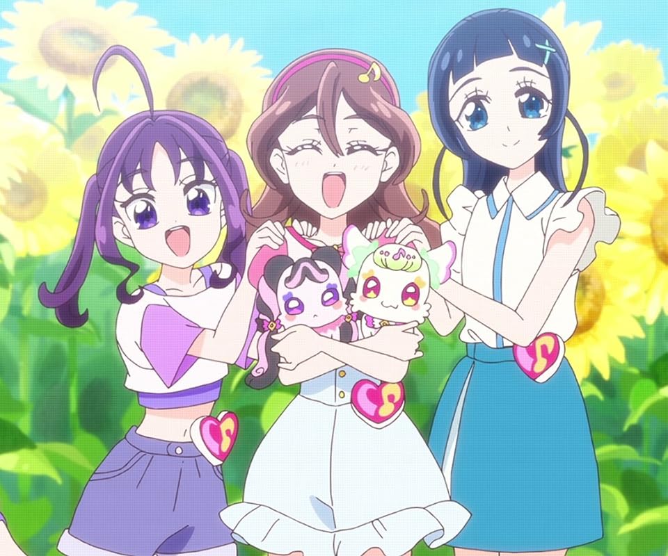 プリキュア 『キミとアイドルプリキュア♪』 紫雨 こころ（しぐれ こころ）,咲良 うた（さくら うた）,蒼風 なな（あおかぜ なな）,プリルン,メロロン Android(960×800)待ち受け画像