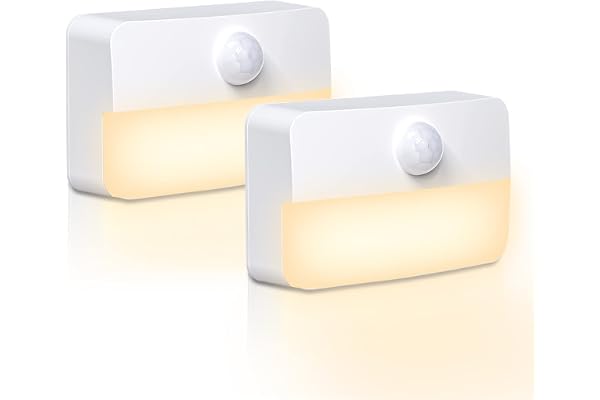 センサーライト 電池式 Led 足元灯 暖色 室内 AmmToo フットライト 人感センサー 配線不要 ナイトライト 明暗センサー | 自動点/消灯 冷蔵庫 照明 玄関 クローゼット 室内ルームライト 小さい 壁掛け 電池別売り カバーあり(2個セッ