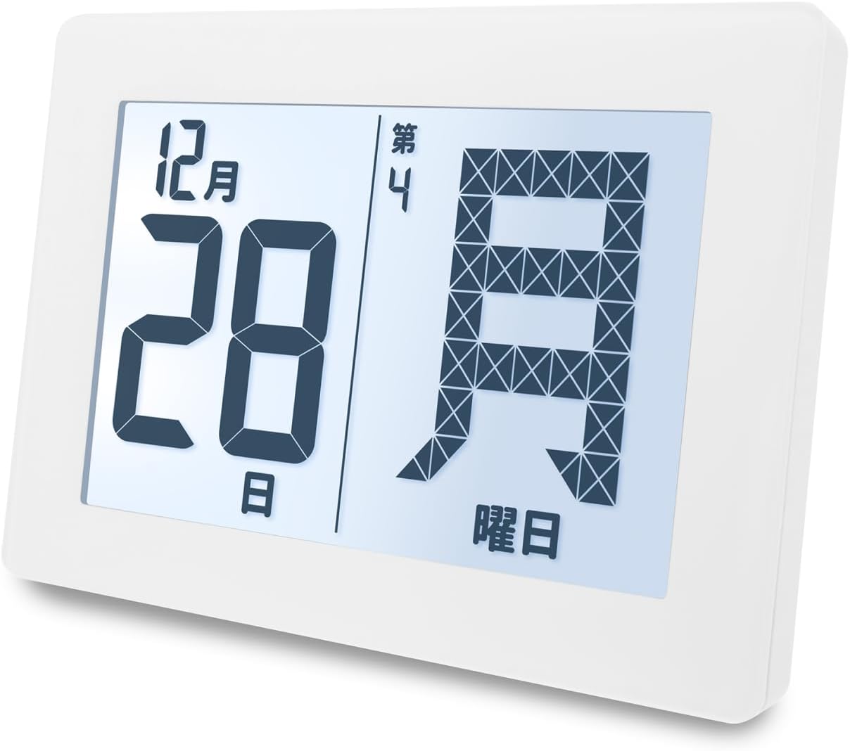 ADESSO メガ曜日電波日めくりカレンダー デジタル日めくりカレンダー ホワイト | 大画面| 横型| 壁掛け・置き掛け兼用| 認知症・高齢者向け| 日付表示