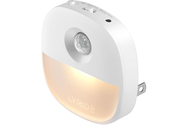 Lyridz センサーライト 室内 足元灯 コンセント 常夜灯 人感センサー 明暗センサー LEDフットライト 電球色 | 1台2役 人感センサーライト・明暗センサーライトが両立 1〜50ルーメン明るさ調整 LED 足元ライト 1W省エネ 廊下/階段