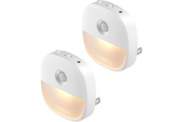 Lyridz センサーライト 室内 足元灯 コンセント 電球色 2個セット | 無段階調光| 人感センサー| 明暗センサー| 実用3モード| PSE取得済